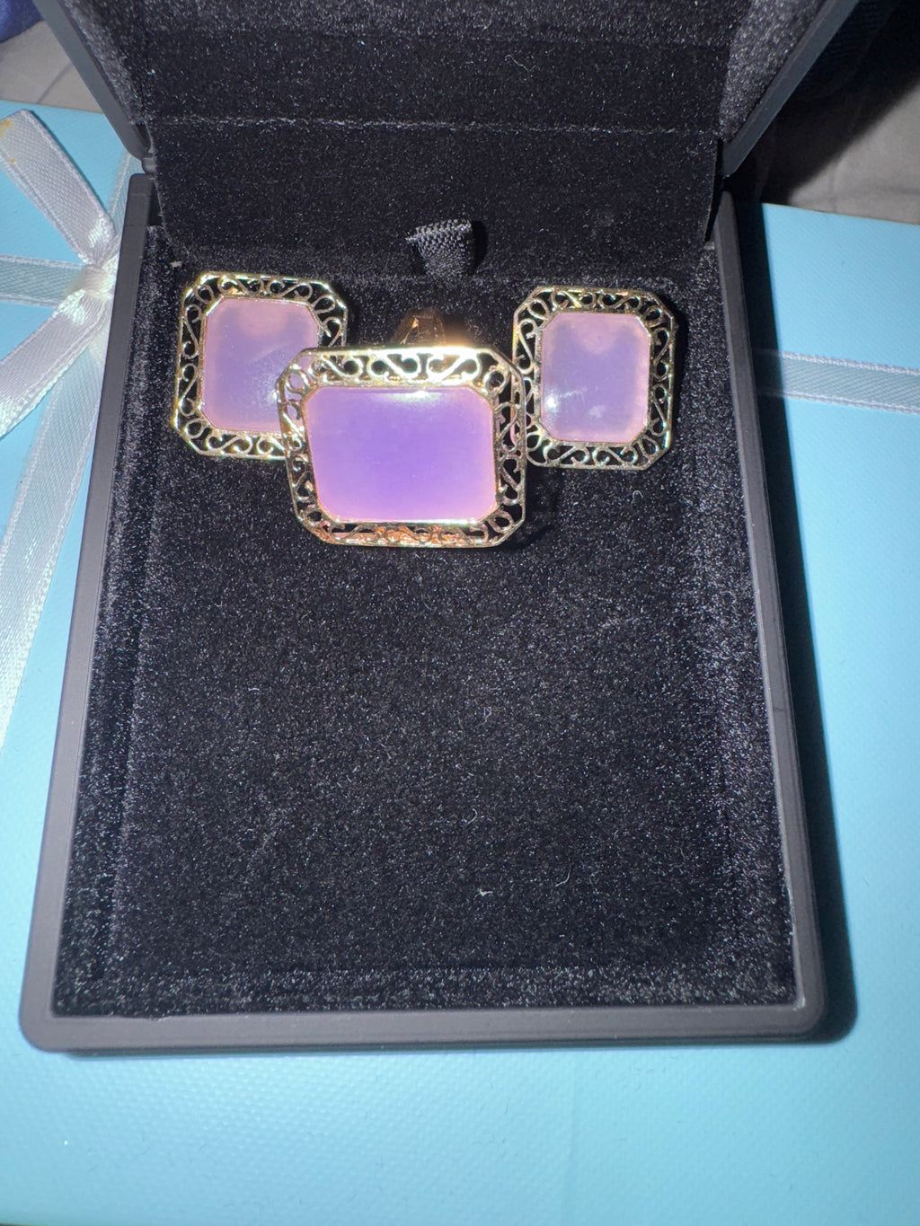 14K Yellow Gold Amethyst Earrings and Ring set