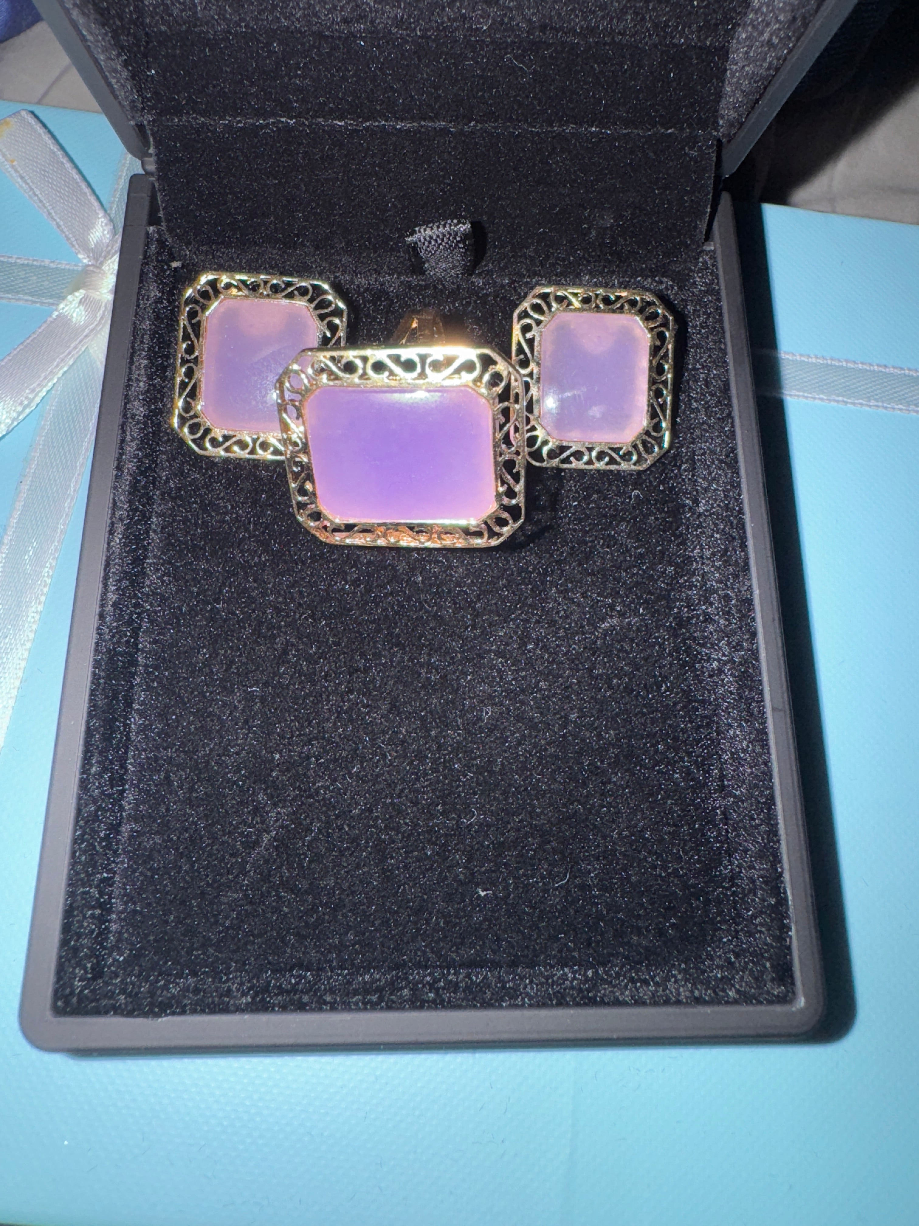 14K Yellow Gold Amethyst Earrings and Ring set