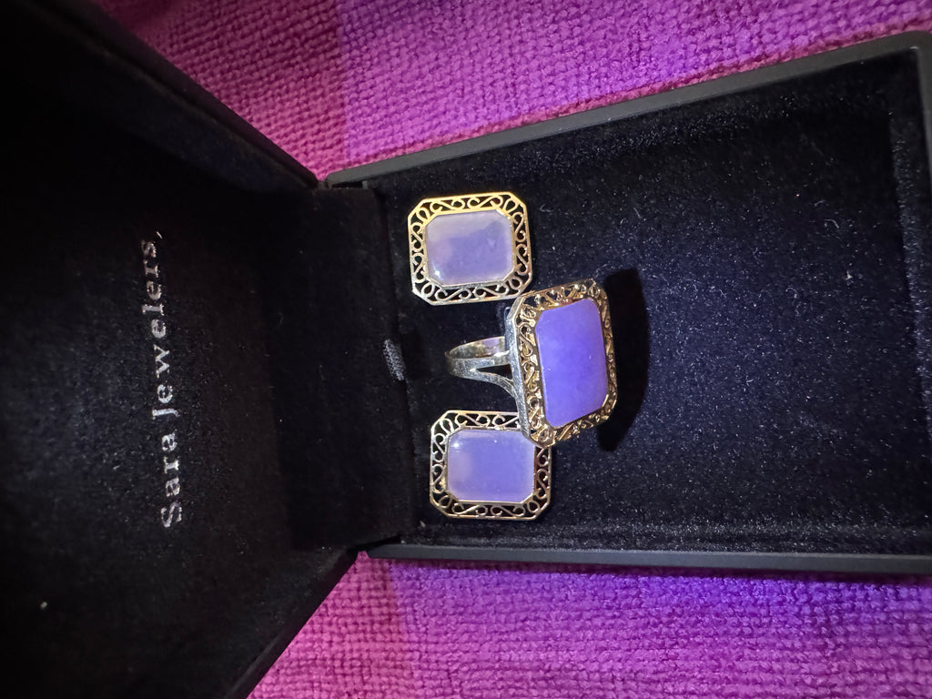 14K Yellow Gold Amethyst Earrings and Ring set