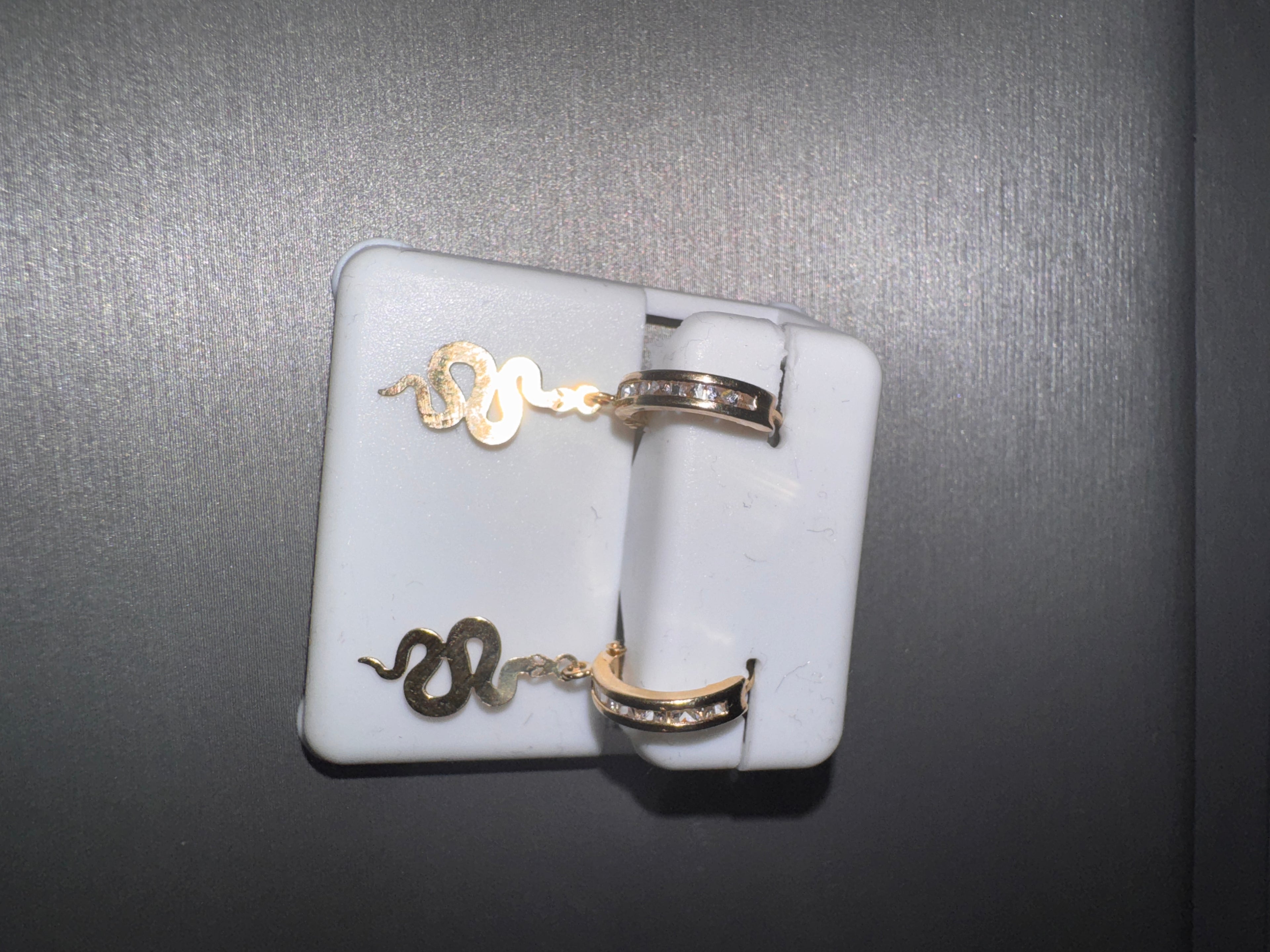 14k Yellow Gold Snake Earrings