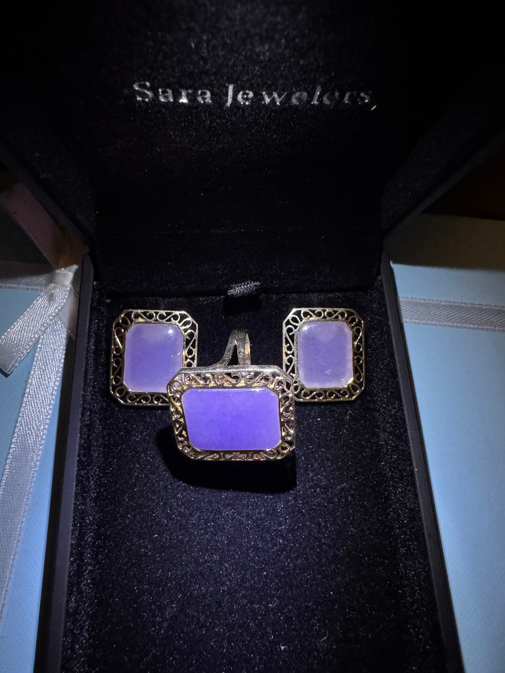 14K Yellow Gold Amethyst Earrings and Ring set