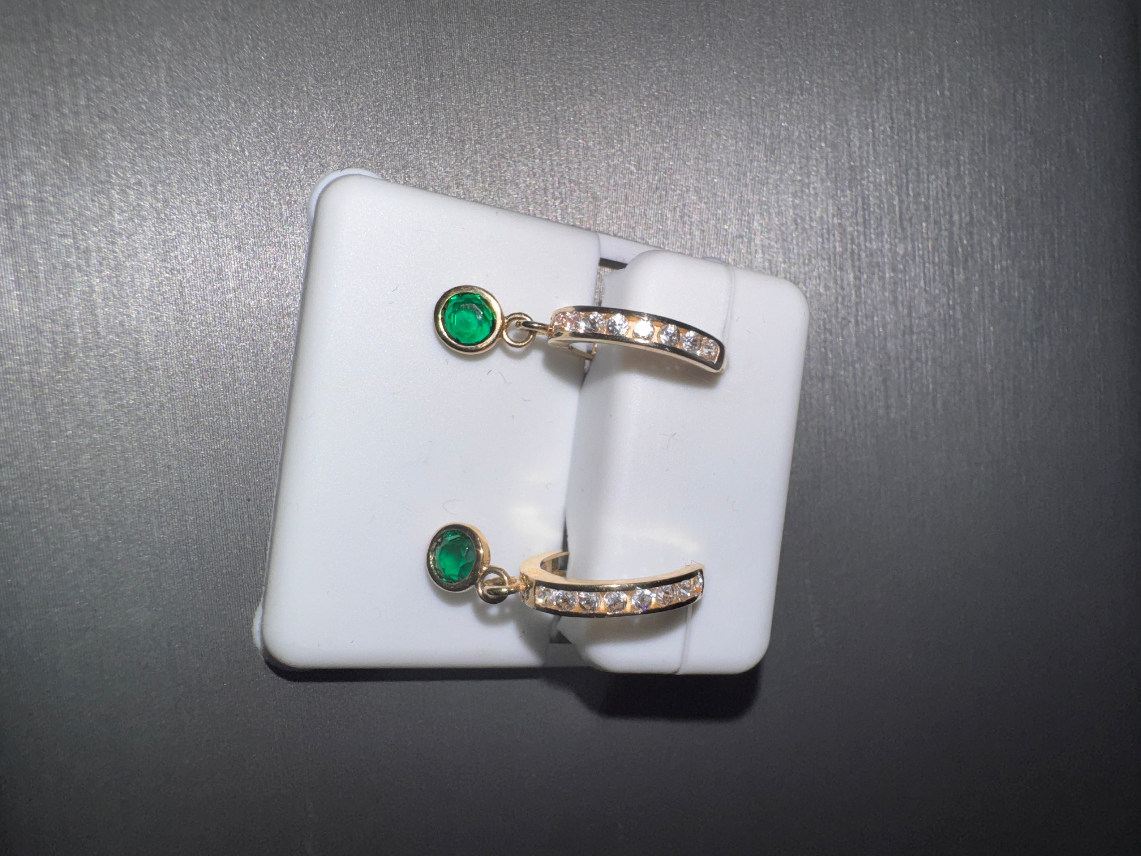 14k Yellow Gold Emerald Earrings