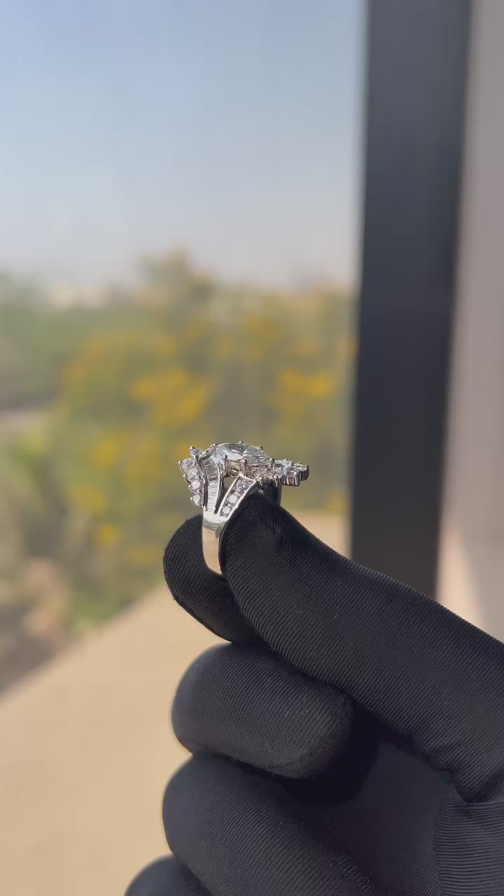 14k White Gold Natural Diamonds Engagement Ring